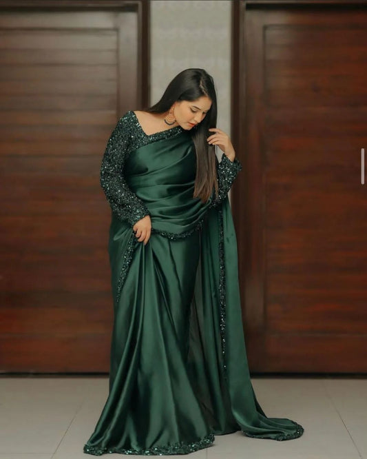 Party Wear Fancy Shamoze Silk Saree Unstitched