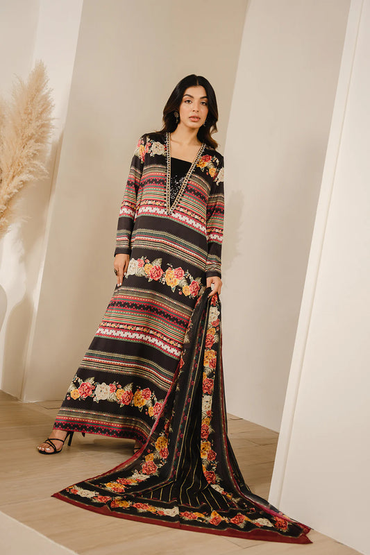 Multi Digital Printed Silk 3pc Unstitch