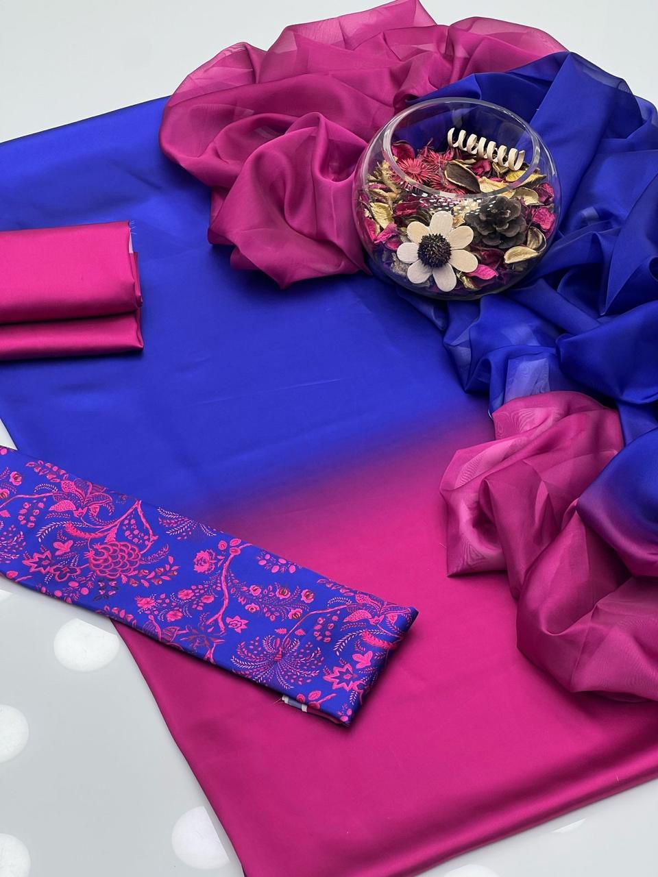 3pc Unstitch Embroidered and Printed Silk