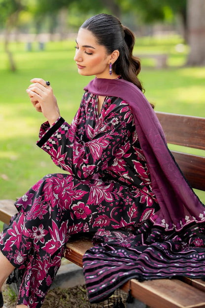 Swiss Jacquard Linen 3-Piece Unstitched Suit with Chiffon Dupatta