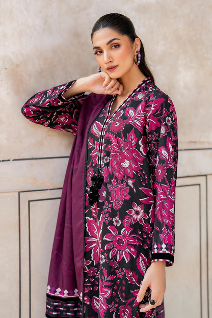 Swiss Jacquard Linen 3-Piece Unstitched Suit with Chiffon Dupatta