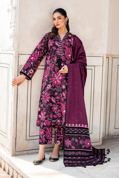 Swiss Jacquard Linen 3-Piece Unstitched Suit with Chiffon Dupatta