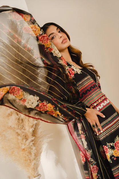 Multi Digital Printed Silk 3pc Unstitch