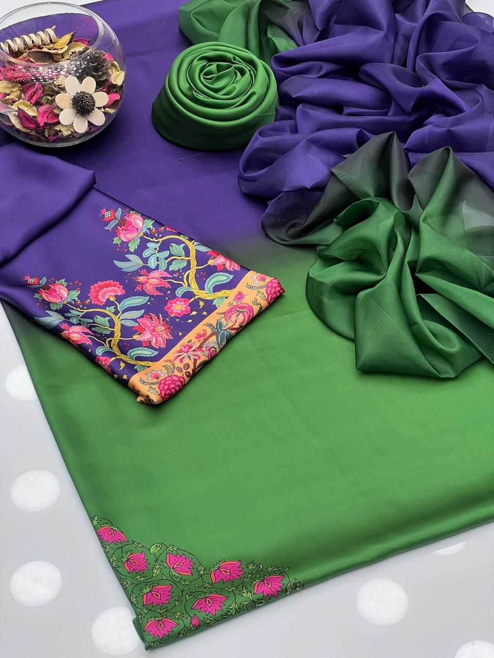 3pc Unstitch Embroidered and Printed Silk
