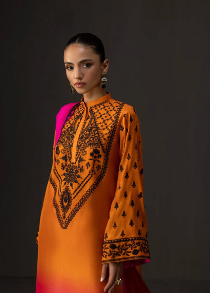 Sunset Sorbet - 3pc Unstitch Embroidered and Printed Silk