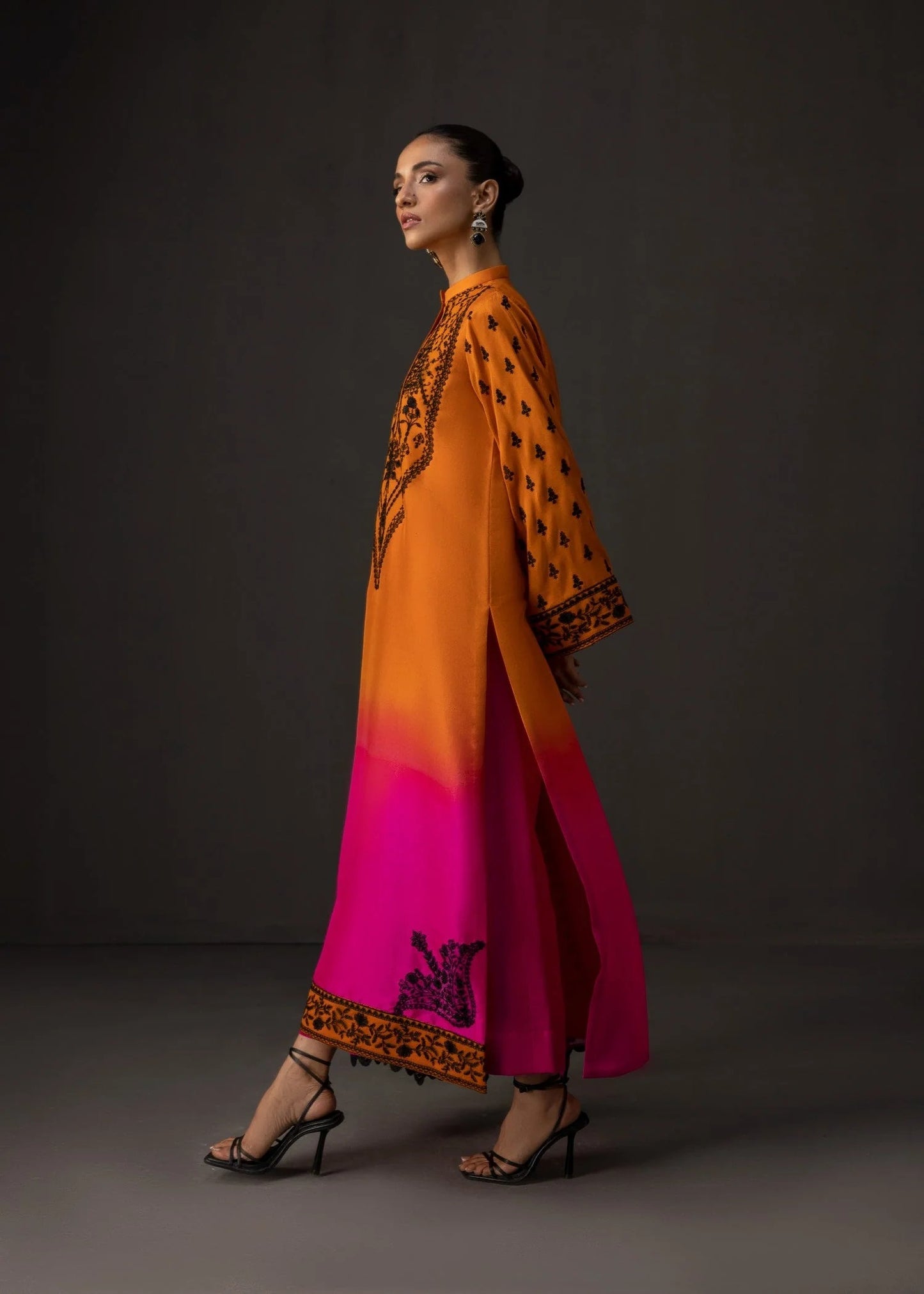 Sunset Sorbet - 3pc Unstitch Embroidered and Printed Silk