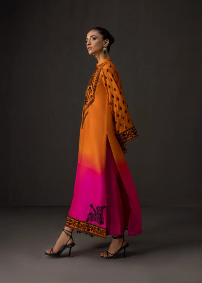 Sunset Sorbet - 3pc Unstitch Embroidered and Printed Silk