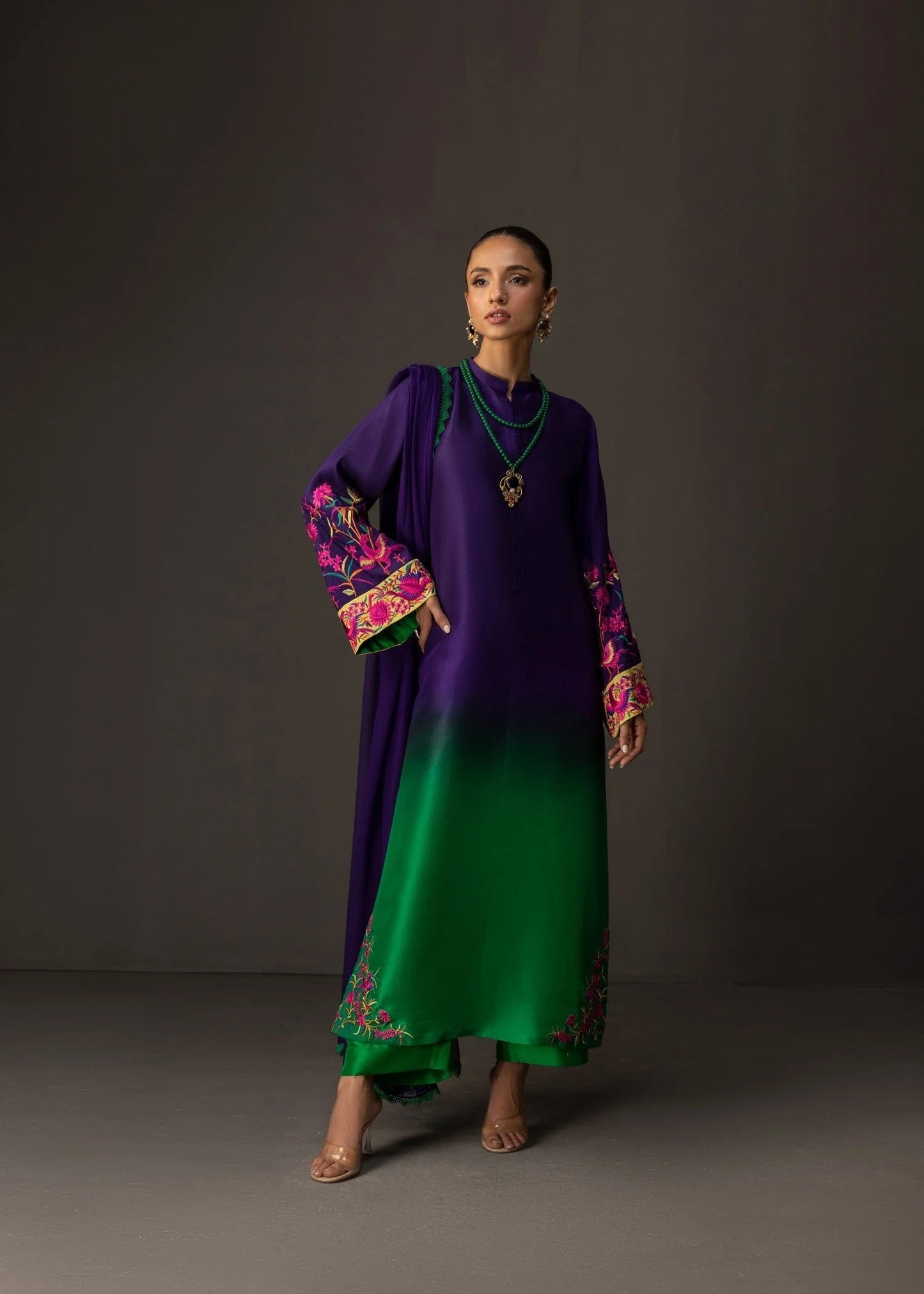 3pc Unstitch Embroidered and Printed Silk