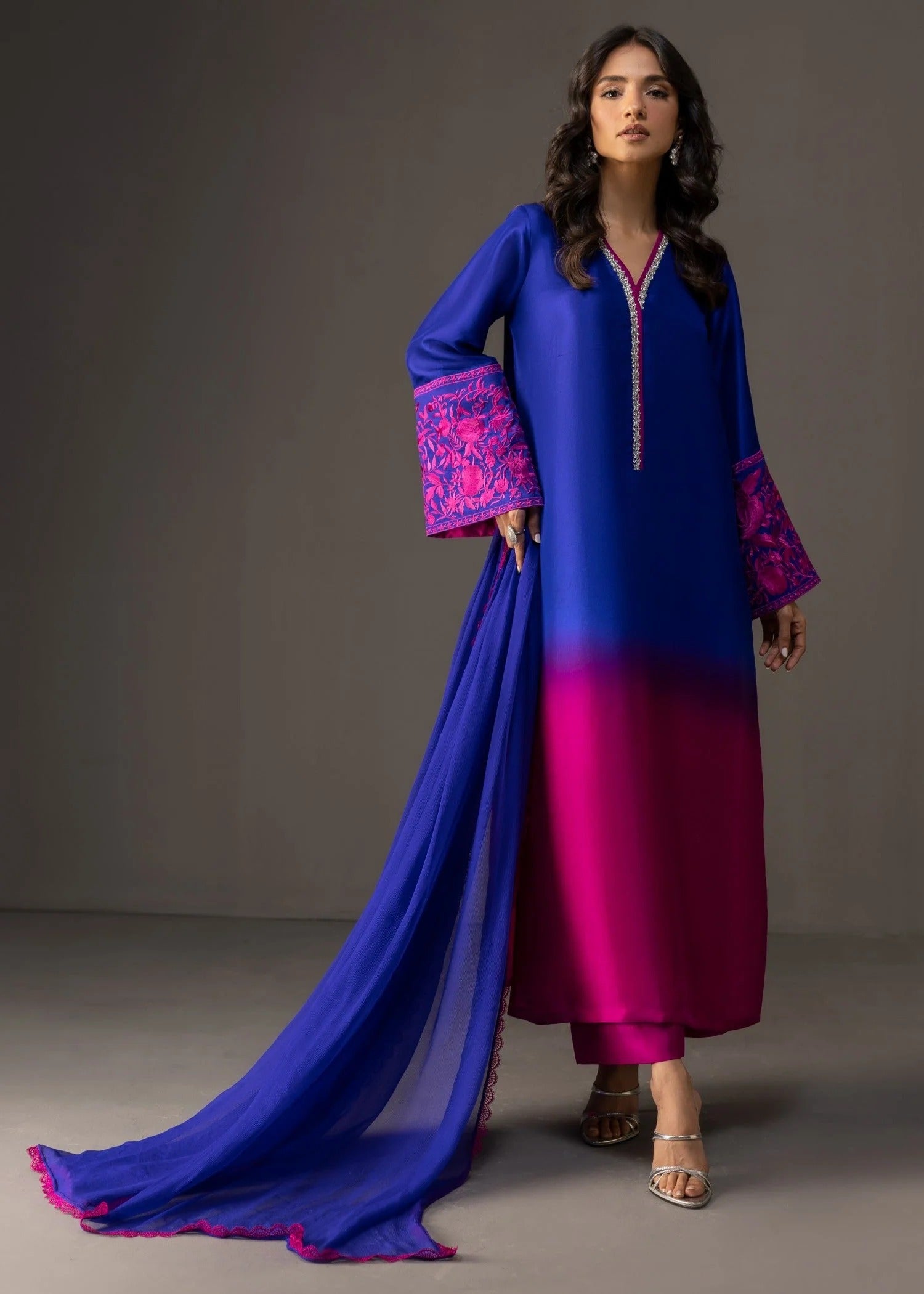 3pc Unstitch Embroidered and Printed Silk