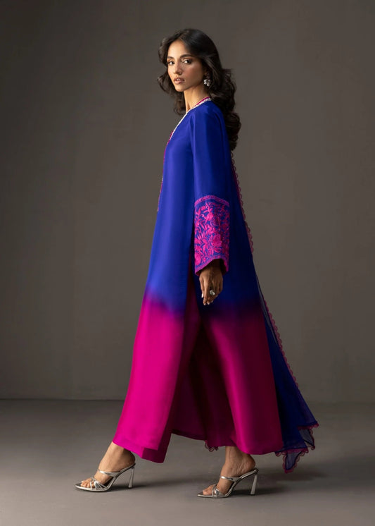 3pc Unstitch Embroidered and Printed Silk