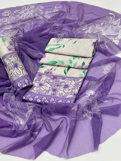 3Pc Dress Swiss Lawn Unstitch